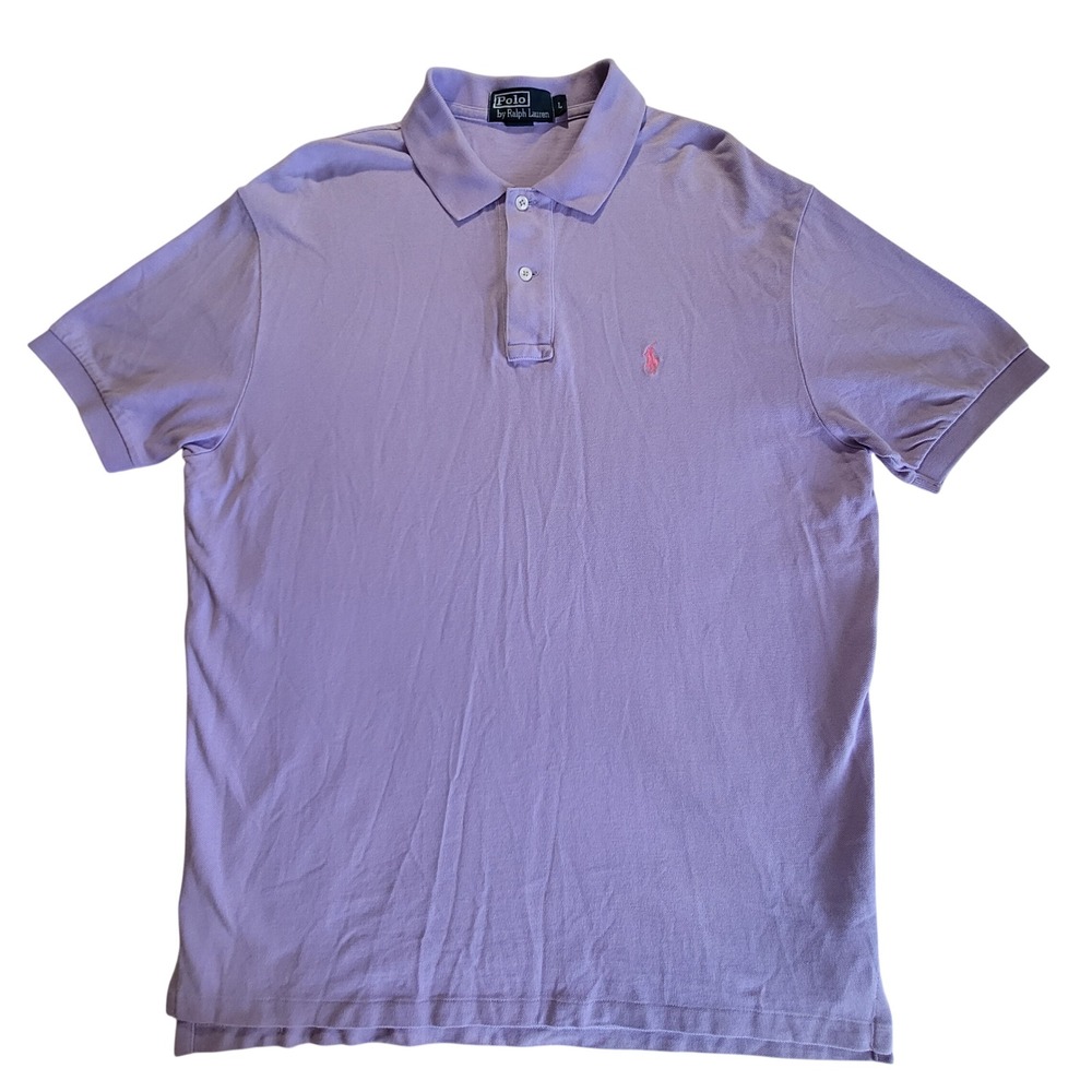 Polo Ralph Lauren Polo Shirt Mens L Purple Short Sleeve Pique Cotton Pony Logo